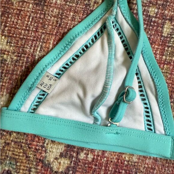 Women’s Small Rhythm Made for Adventure Teal Blue Triangle Bikini Set - Picture 8 of 8
